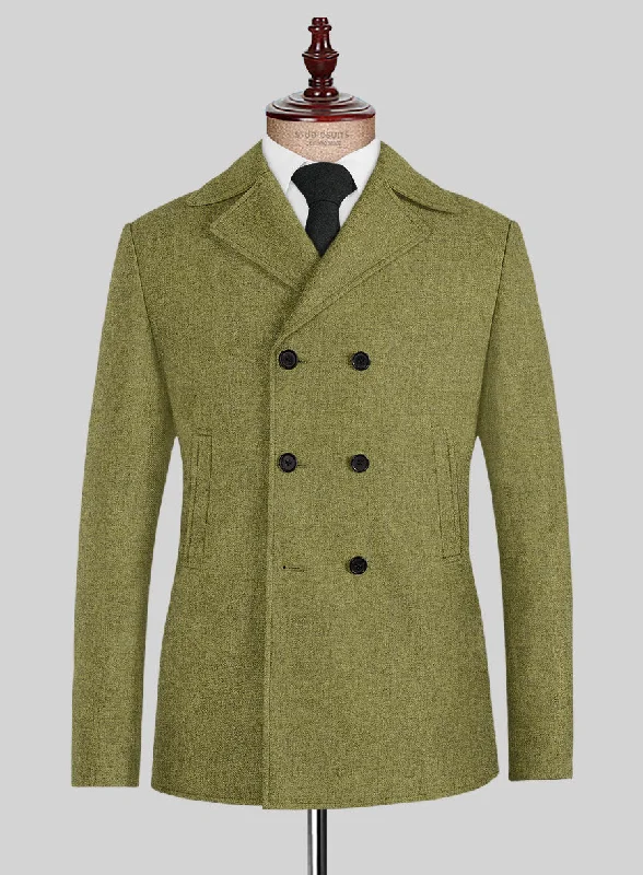 Fashionable Layers Naples Festa Green Tweed Pea Coat