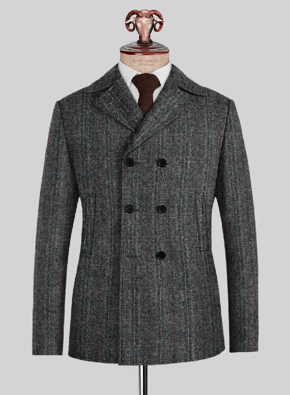 Comfortable Sweatshirts Harris Tweed Welsh Gray Pea Coat