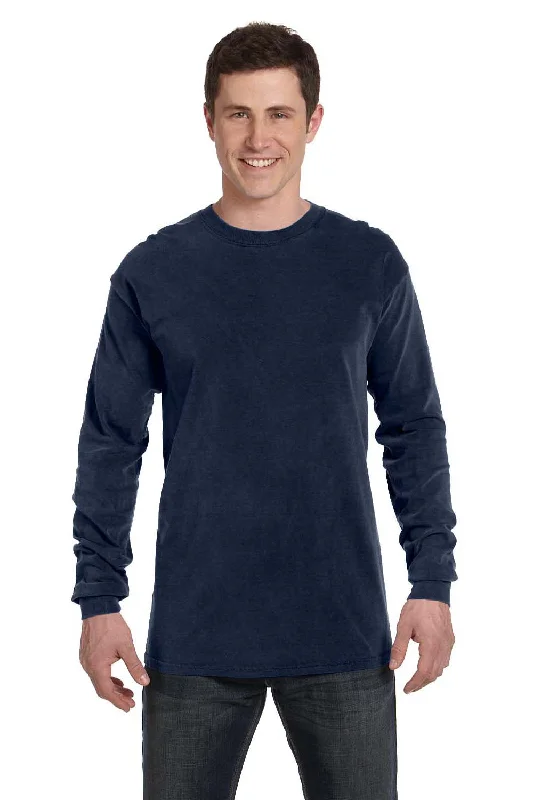 Comfortable Sweatshirts Comfort Colors Mens Long Sleeve Crewneck T-Shirt - Navy Blue