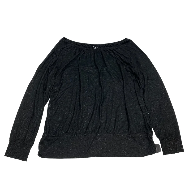 Relaxed Hoodies Top Long Sleeve By Lane Bryant In Black, Size: 2x