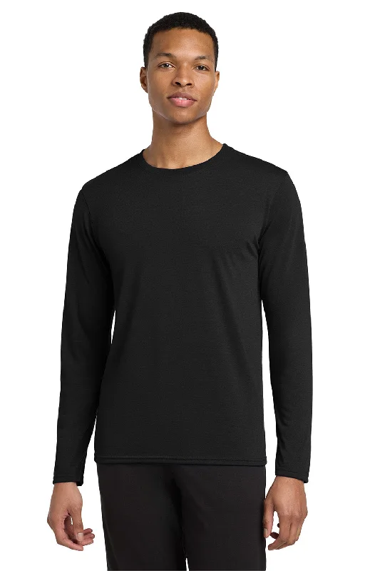 Practical Hoodies Gildan Mens Performance Jersey Moisture Wicking Long Sleeve Crewneck T-Shirt - Black