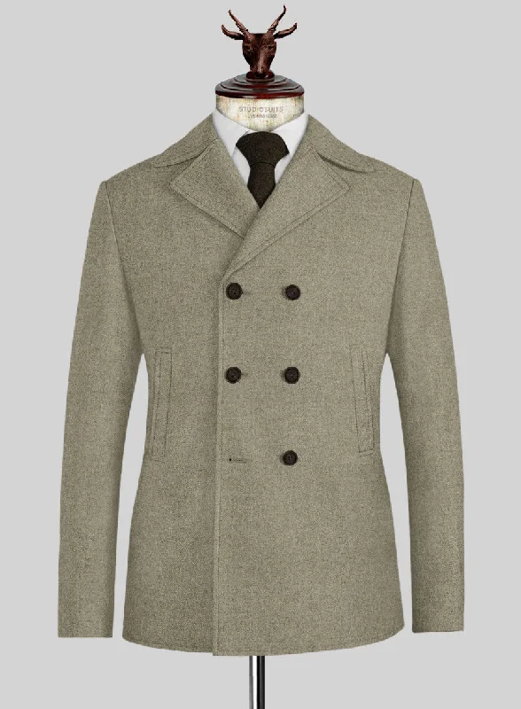 Classic Jackets Naples Greige Tweed Pea Coat