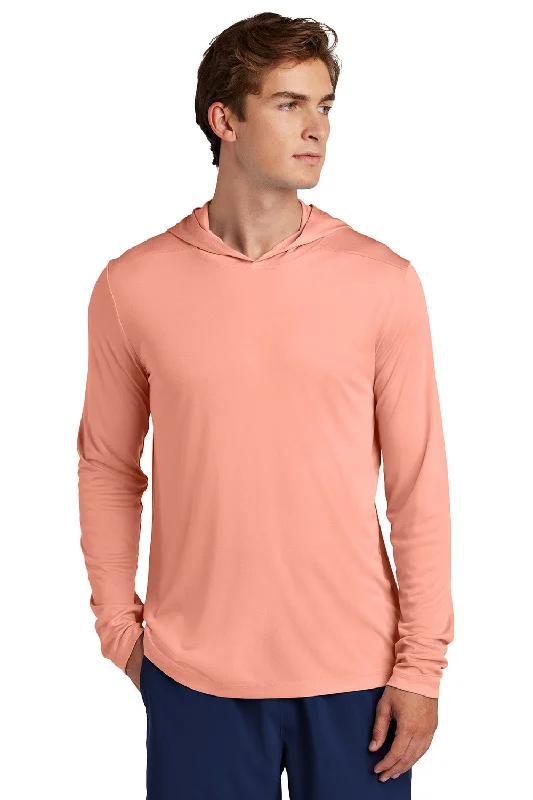 Casual Styles Sport-Tek Mens Posi-UV Pro Moisture Wicking Long Sleeve Hooded T-Shirt Hoodie - Soft Coral - New