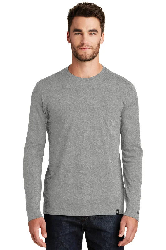 Practical Bottoms New Era Mens Heritage Long Sleeve Crewneck T-Shirt - Heather Shadow Grey