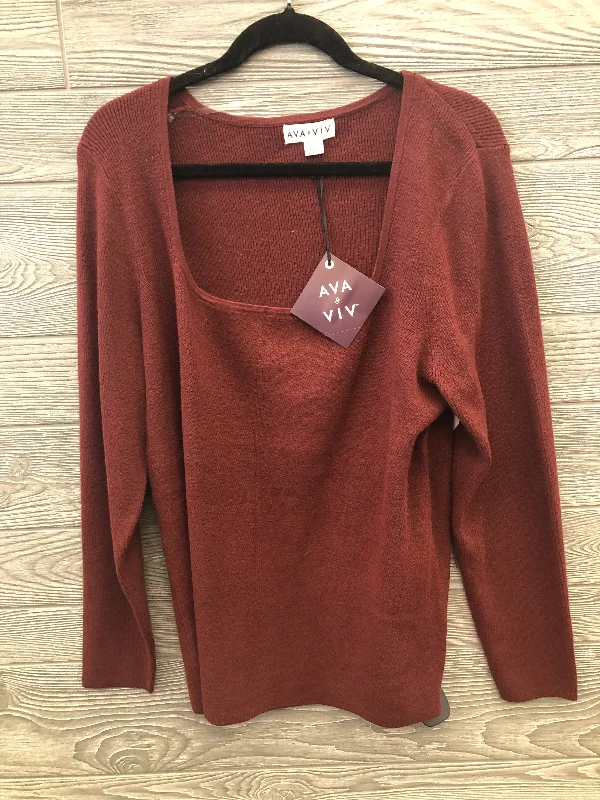 Casual Hoodies Top Long Sleeve By Ava & Viv In Red, Size: 2x