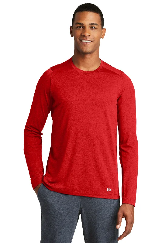 Sleek Footwear New Era Mens Series Performance Moisture Wicking Long Sleeve Crewneck T-Shirt - Scarlet Red