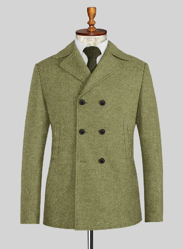 Simple Sweaters Naples Martini Green Tweed Pea Coat