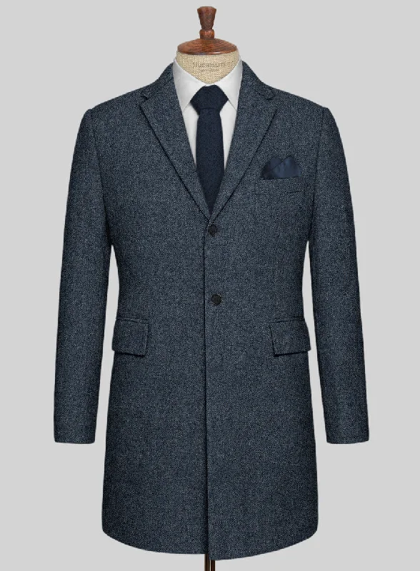 Fashion Suits Light Weight Bond Blue Tweed Overcoat