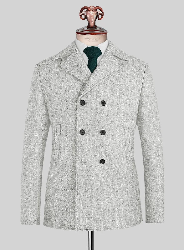 Casual Hoodies Naples Ice Gray Tweed Pea Coat