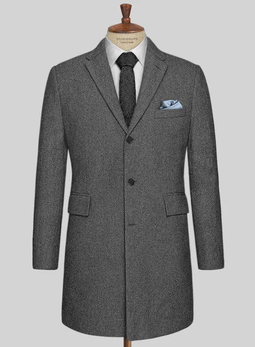 Casual Jackets Gray Tweed Overcoat