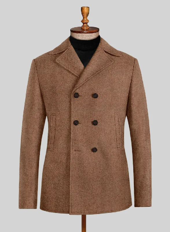 Modern Footwear Highlander Earthy Brown Tweed Pea Coat