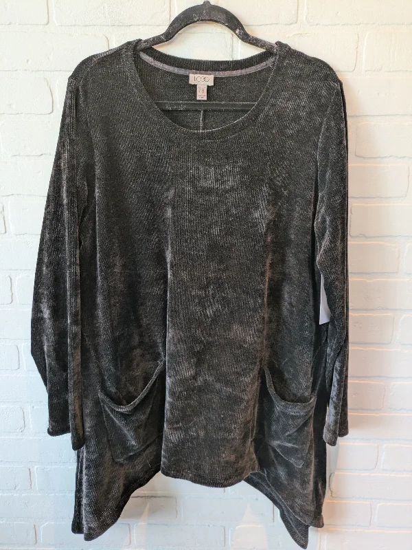 Stylish Outerwear Top Long Sleeve By Logo In Black, Size: 1x