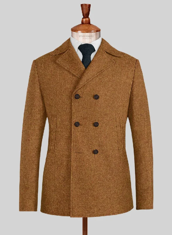 Premium Tops Naples Gold Castle Tweed Pea Coat