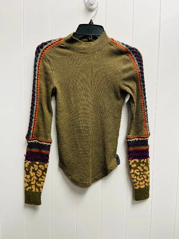 Fashionable Tops Top Long Sleeve By Free People In Green & Orange, Size: S