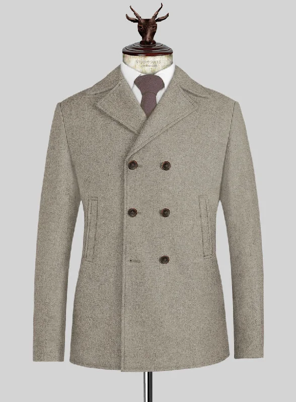 Urban Footwear Light Weight Light Brown Tweed Pea Coat