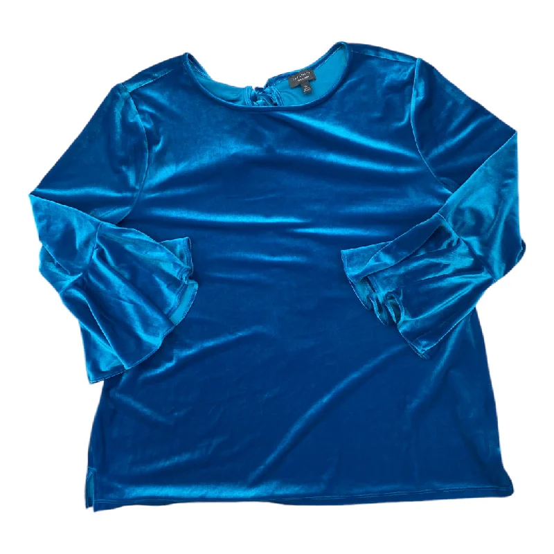 Comfortable Bottoms Top Long Sleeve By Limited In Blue, Size: Xl