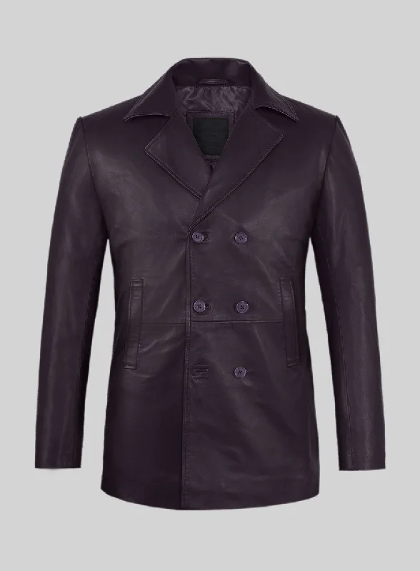 Comfort Jeans Purple Leather Pea Coat