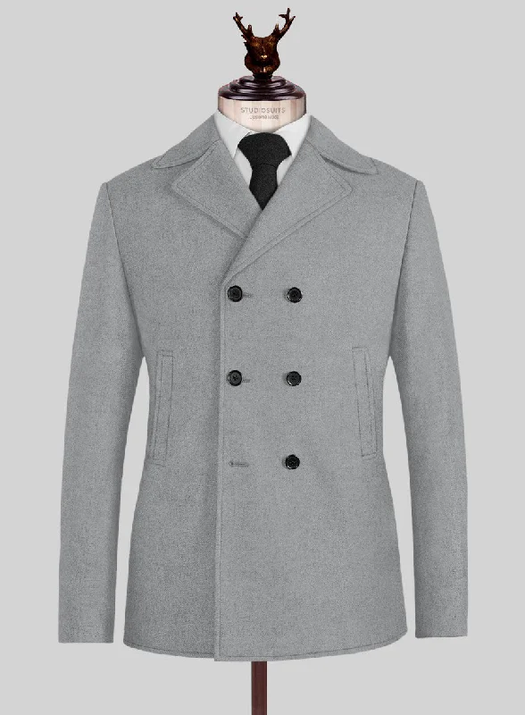 Stylish Jackets Naples Steel Gray Tweed Pea Coat