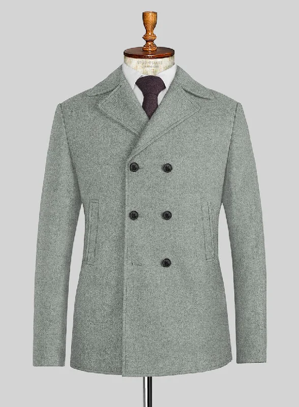 Casual Layers Naples Milano Sage Green Tweed Pea Coat