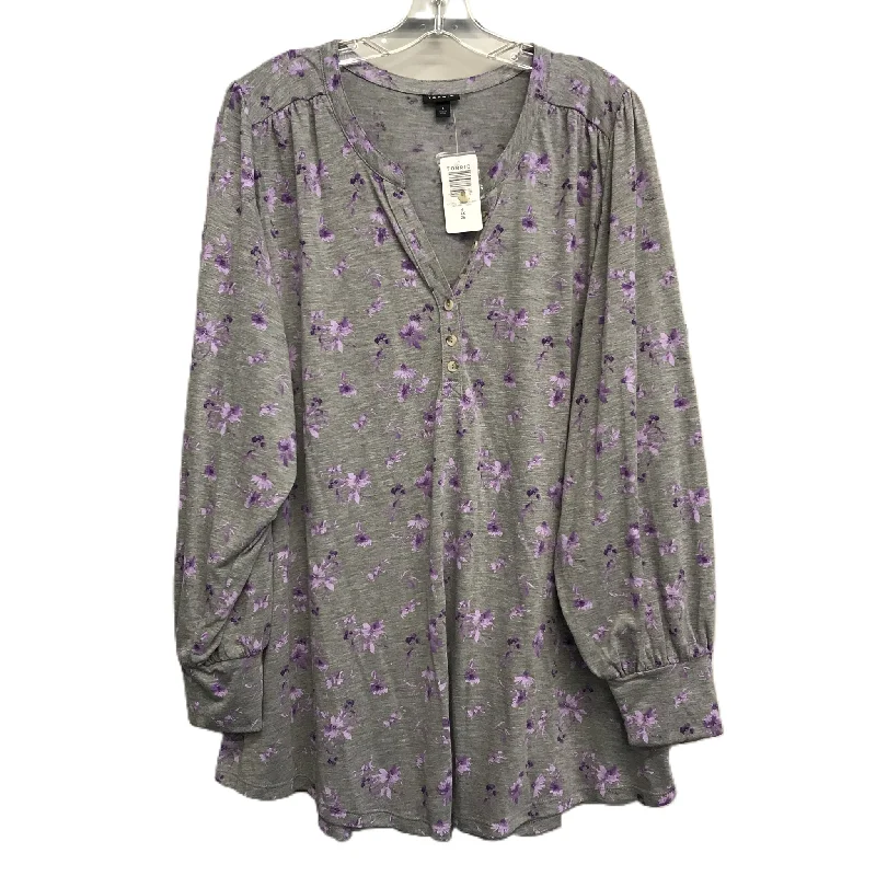 Comfortable Shirts Top Long Sleeve By Torrid In Grey & Purple, Size: 4x