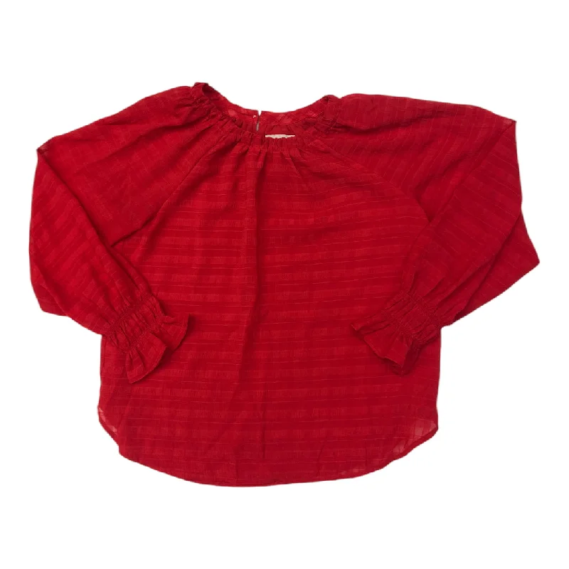 Trendy Jeans Top Long Sleeve By Loft In Red, Size: S