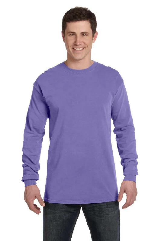 Relaxed Suits Comfort Colors Mens Long Sleeve Crewneck T-Shirt - Violet Purple