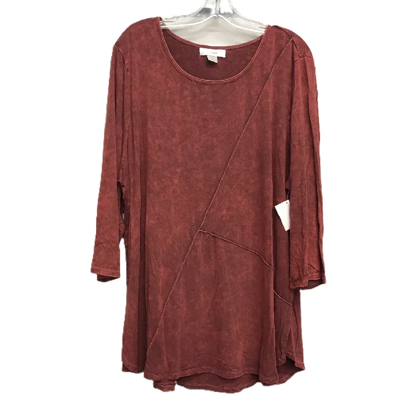 Relaxed Tops Top 3/4 Sleeve By Cj Banks In Red, Size: 2x