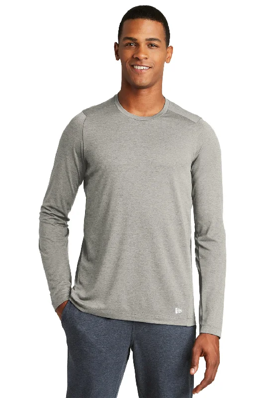 Premium Tops New Era Mens Series Performance Moisture Wicking Long Sleeve Crewneck T-Shirt - Rainstorm Grey