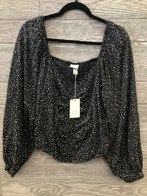 Stylish Suits Top Long Sleeve By A New Day In Black, Size: 1x