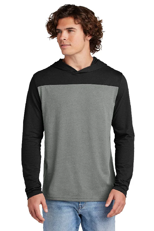 Relaxed Footwear Sport-Tek Mens Halftime Long Sleeve Hooded T-Shirt Hoodie - Black/Heather Vintage Grey - New