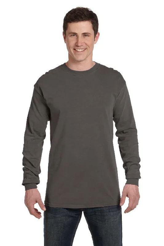 Casual Layers Comfort Colors Mens Long Sleeve Crewneck T-Shirt - Pepper Grey