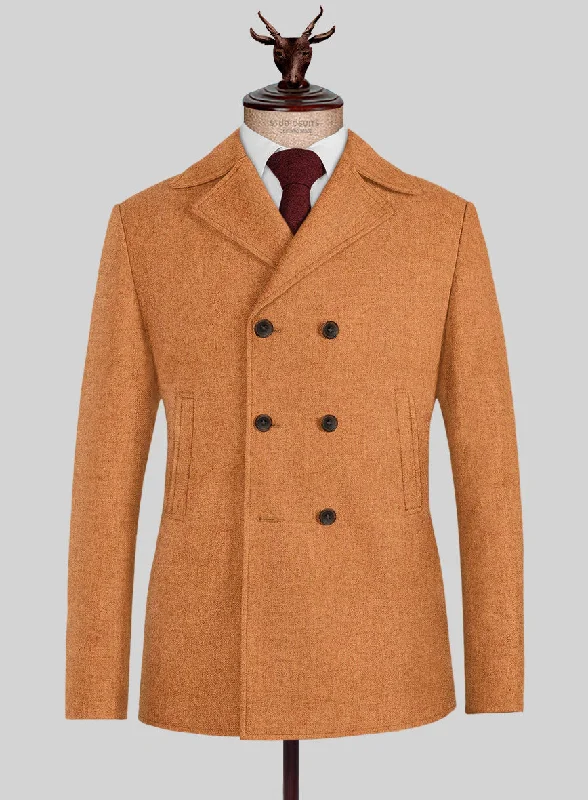 Stylish Jackets Naples Cocktail Orange Tweed Pea Coat