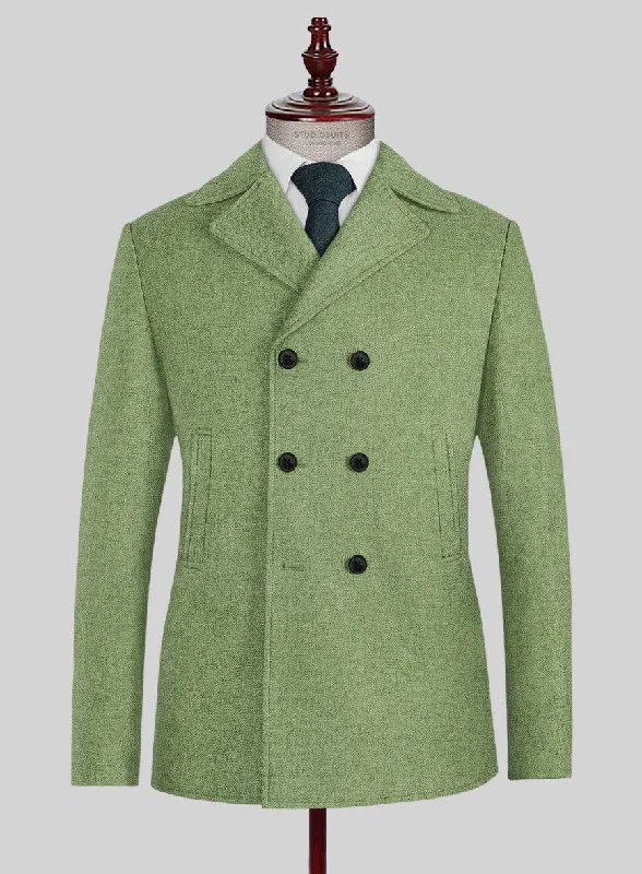 Trendy Hoodies Naples Honeydew Green Tweed Pea Coat