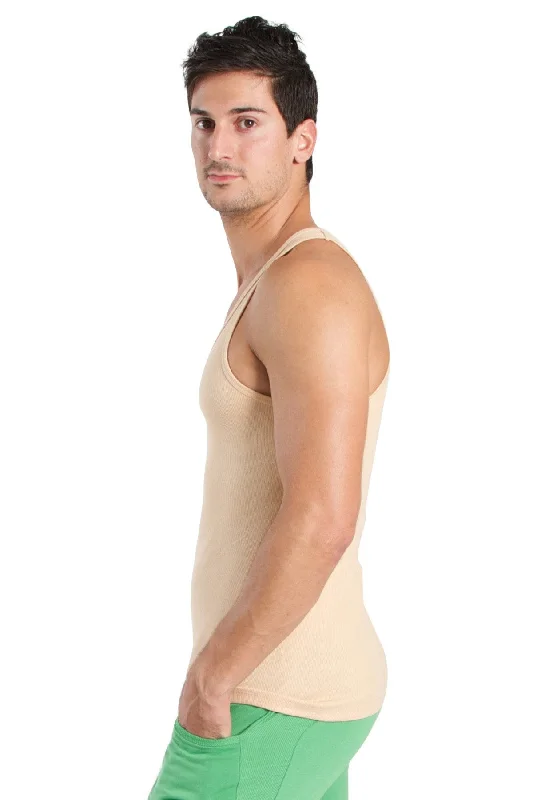 Cool Sweatshirts Racer-back Yoga Tank (Sand Beige)