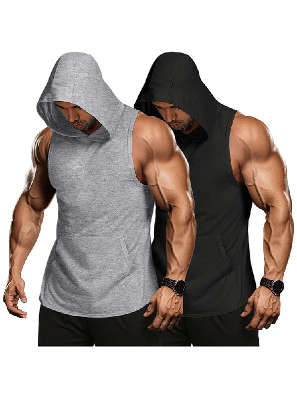 Fashion Bottoms Workout 2 Packs Hooded Tank Tops (US Only)