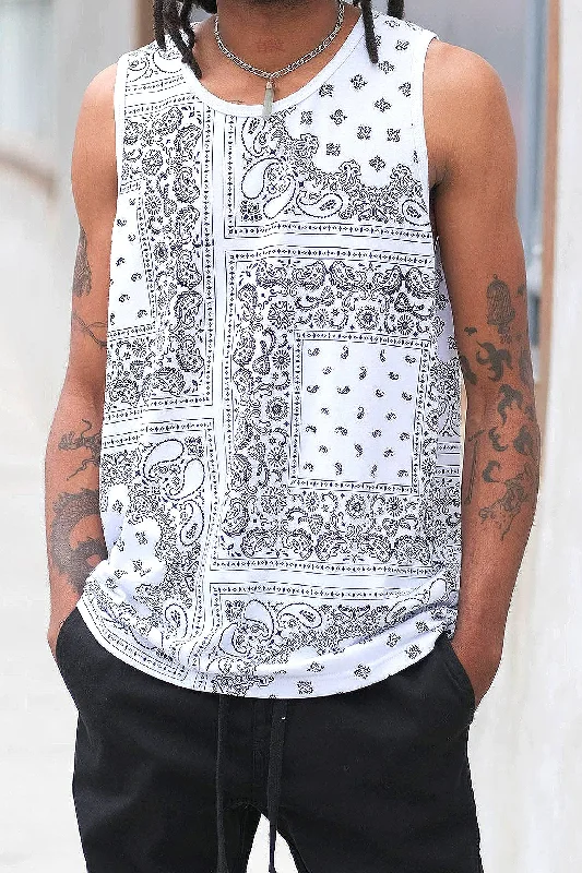 Warm Bottoms Men's Horizontal Solid Color Bandana Tank Top