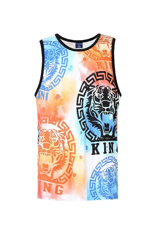 Comfortable Footwear Men's Multicolor King Tiger Tank Top