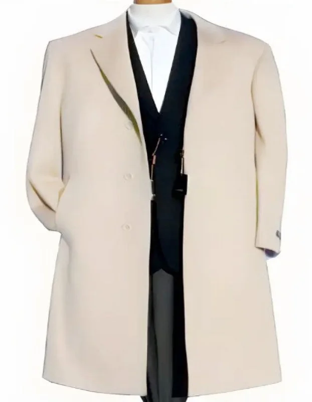 Athletic Tops Mens Cream Overcoat - Off White Topcoat - Ivory Mens Long Wool Winter Coat - Full Length