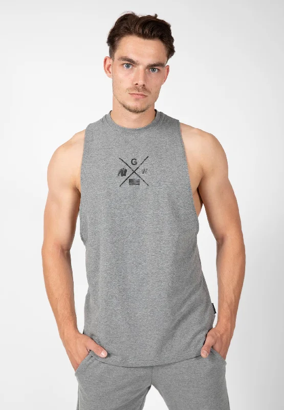 Comfortable Hoodies Cisco Drop Armhole Tank Top - Gray/Black