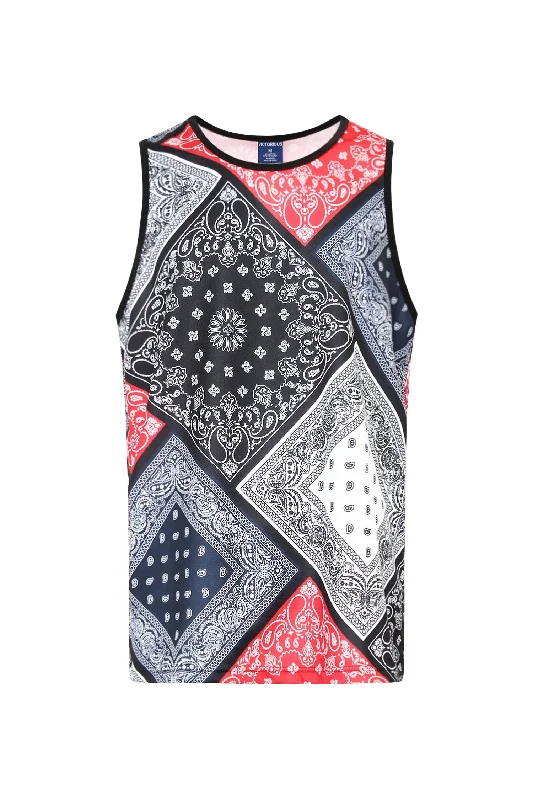 Trendy Jeans Men's Diagonal Bandana Mix Tank Top