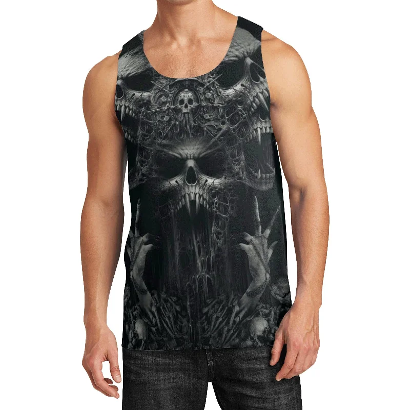 Practical Bottoms Black Gothic Skull Tank Top for Men