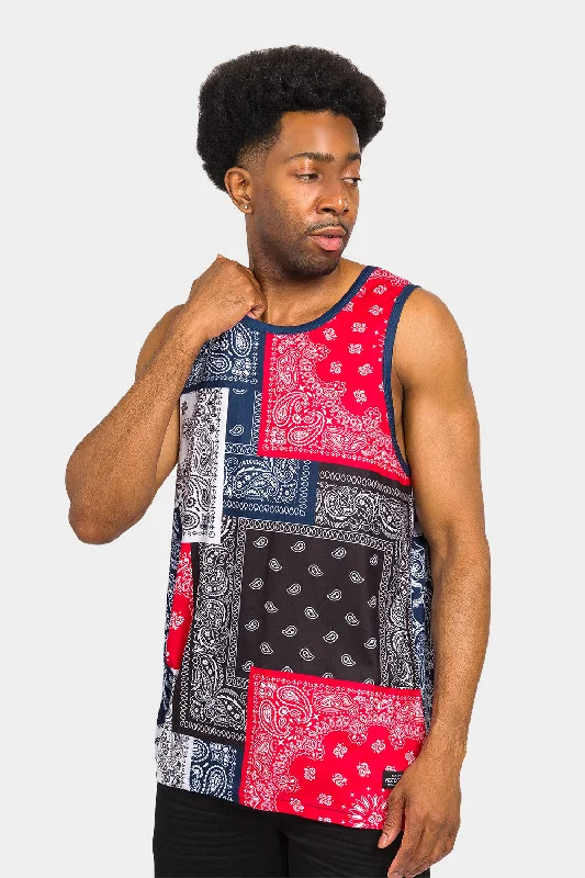 Simple Hoodies Bandana Paisley Colorblock Tank Top