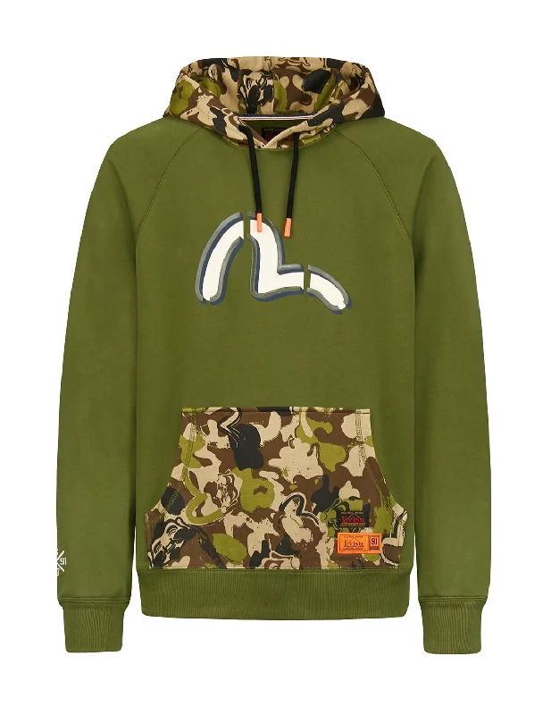 Practical Footwear Color-blocking Seagull Print Hoodie