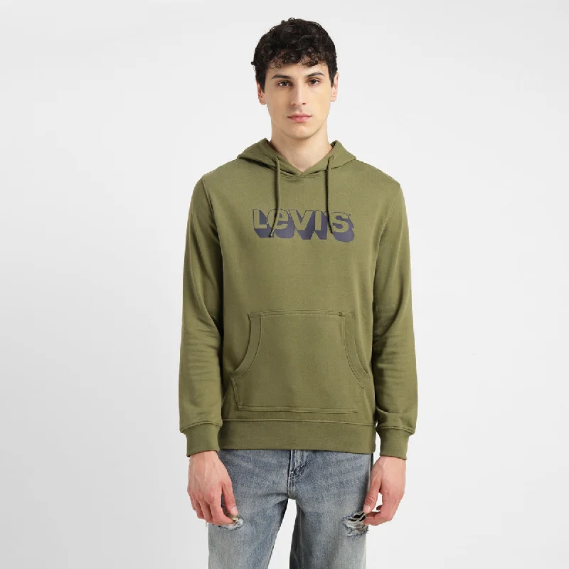 Simple Jeans Men's Graphic Print Green Hooded Sweatshirt