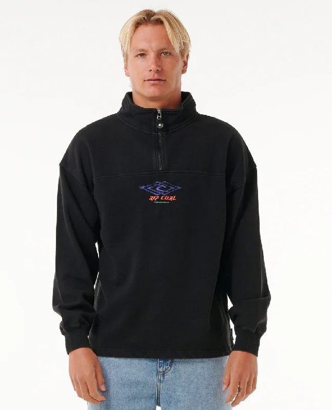 Trendy Outerwear Rip Curl QuestÂ 1/4 Zip Crew Sweatshirt-Black