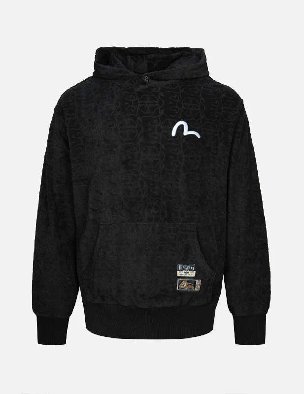 Comfortable Shirts Monogram Jacquard Boucle and Seagull Embrodiery Relax Fit Hoodie