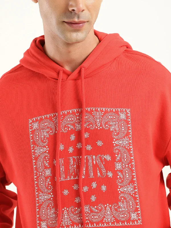 Fashion Jackets Men's Solid Red Hooded Sweatshirt