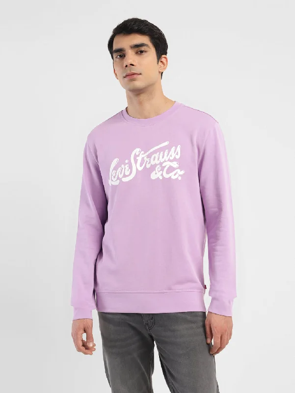 Warm Suits Men's Brand Logo Purple Crew Neck Sweatshirt