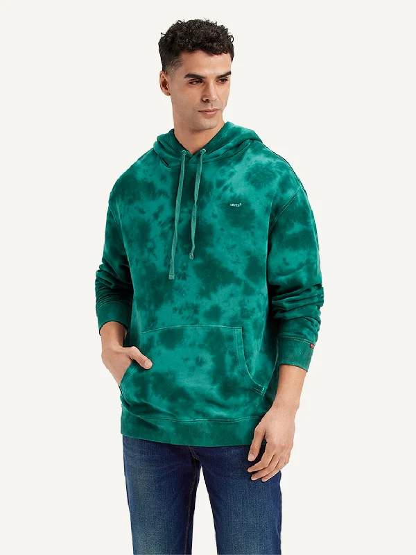 Urban Footwear Men's Tie-Dye Teal Hooded Sweatshirt