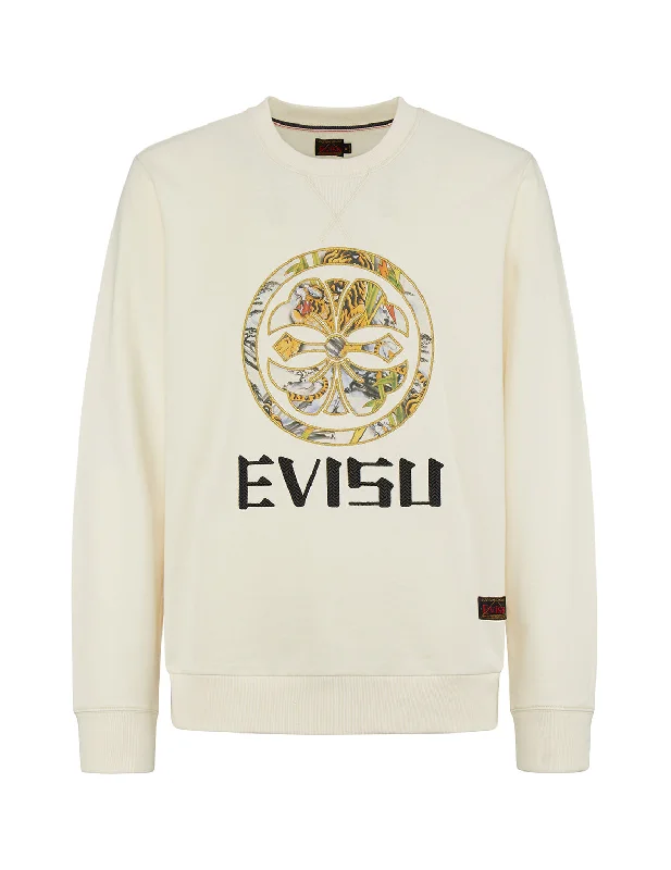 Casual Layers Sweatshirt with Allover Tiger Ink Wash Painting Kamon and Daicock Print